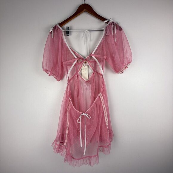 For Love & Lemons x Victoria Secret Sheer Pink Babydoll Dress | Spring 2024 - Picture 4 of 9